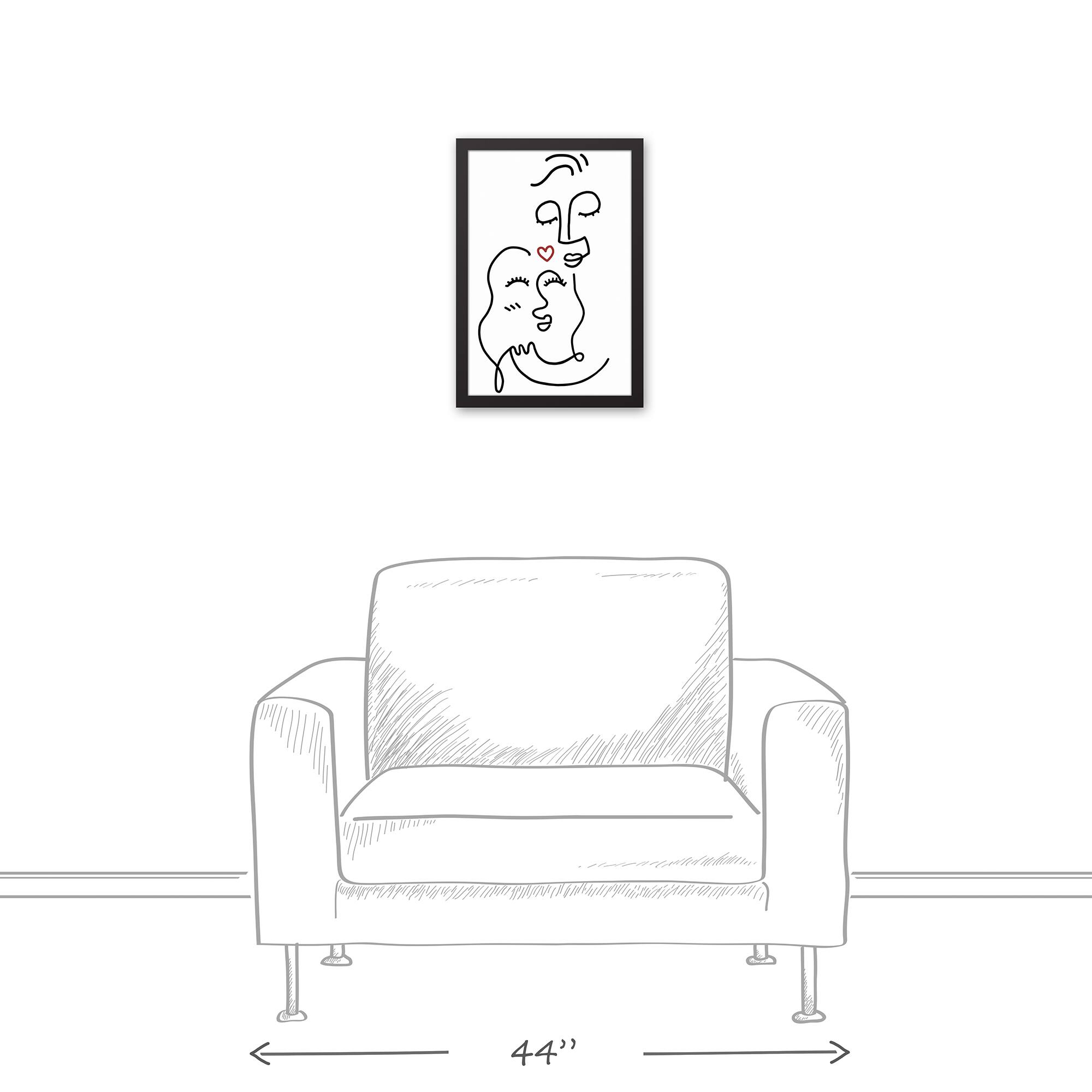 Drawn Love Faces Black Framed Canvas